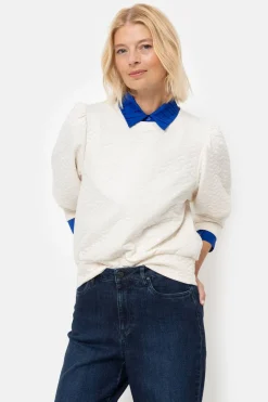 Clearance Beige Boxy Sweater Met Stiksels En Ballonmouwen Dames Truien & Cardigans