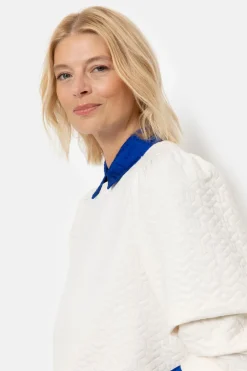 Clearance Beige Boxy Sweater Met Stiksels En Ballonmouwen Dames Truien & Cardigans
