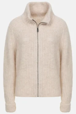 Online Beige Cardigan Met Rits En Lange Omslagmouwen Dames Truien & Cardigans