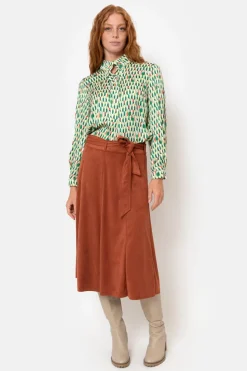 Hot Beige E Blouse Met Lange Mouwen En Print Dames Blouses