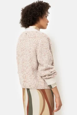 Best Beige Gemeleerde Korte Cardigan Met Knopen Dames Truien & Cardigans