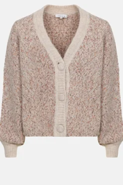 Best Beige Gemeleerde Korte Cardigan Met Knopen Dames Truien & Cardigans