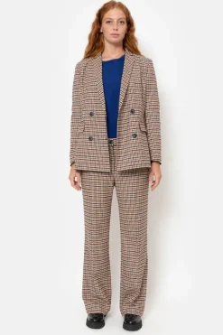 Flash Sale Beige Geruite Double-Breasted Blazer Dames Jassen & Blazers