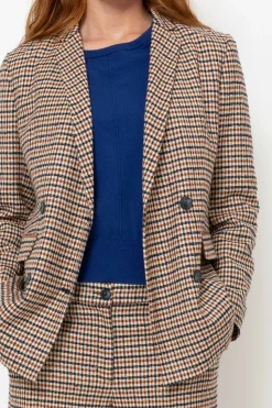 Flash Sale Beige Geruite Double-Breasted Blazer Dames Jassen & Blazers