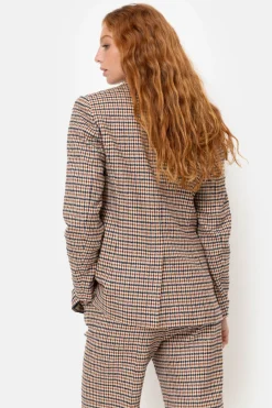 Flash Sale Beige Geruite Double-Breasted Blazer Dames Jassen & Blazers