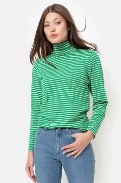 Outlet Beige Gestreepte Sous-Pull Met Rolkraag Dames T-Shirts & Tops