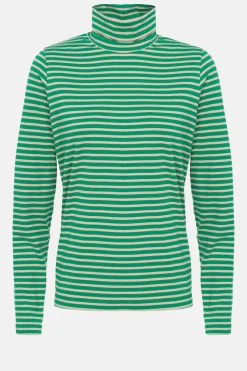 Outlet Beige Gestreepte Sous-Pull Met Rolkraag Dames T-Shirts & Tops