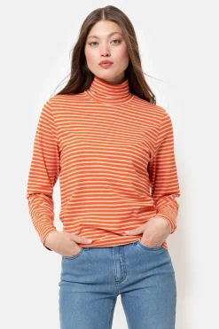 Discount Beige Gestreepte Sous-Pull Met Rolkraag Dames T-Shirts & Tops