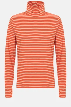Discount Beige Gestreepte Sous-Pull Met Rolkraag Dames T-Shirts & Tops