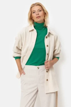 New Beige Hemdjas Met Lange Mouwen En Taillelint Dames Blouses
