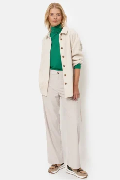 New Beige Hemdjas Met Lange Mouwen En Taillelint Dames Blouses