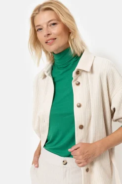 New Beige Hemdjas Met Lange Mouwen En Taillelint Dames Blouses