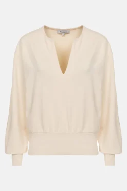 Discount Beige Pull Of Top Met Lange Pofmouwen En V-Hals Dames T-Shirts & Tops