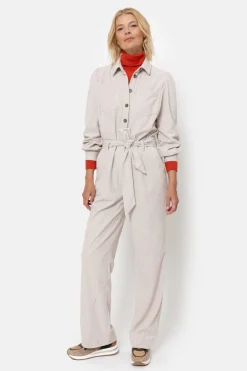 Outlet Beige Velours Jumpsuit Met Lange Mouwen Dames Broeken & Jeans