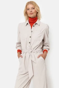Outlet Beige Velours Jumpsuit Met Lange Mouwen Dames Broeken & Jeans