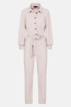 Outlet Beige Velours Jumpsuit Met Lange Mouwen Dames Broeken & Jeans