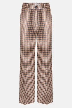 Sale Beige-Bruin Geruite Broek Met Rechte, Losse Fit Dames Broeken & Jeans