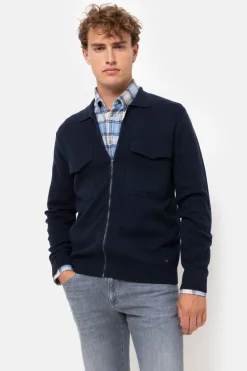 Shop Blauw Gilet Met Polokraag En Lange Mouwen Heren Sweaters & Cardigans