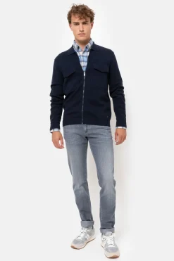 Shop Blauw Gilet Met Polokraag En Lange Mouwen Heren Sweaters & Cardigans