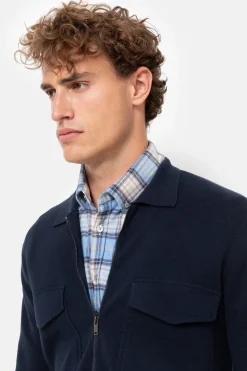 Shop Blauw Gilet Met Polokraag En Lange Mouwen Heren Sweaters & Cardigans