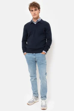 Online Blauwe Slim Fit Jeansbroek Voor Heren Heren Broeken
