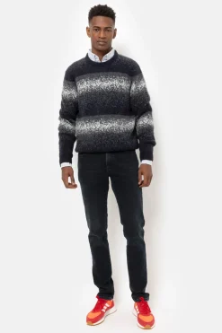 Outlet Blauw-Grijs Gestreepte Sweater Met Ronde Hals Heren Sweaters & Cardigans