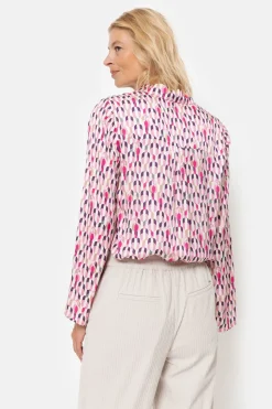 Hot Blouse Met Lange Mouwen En Paarse Print Dames Blouses