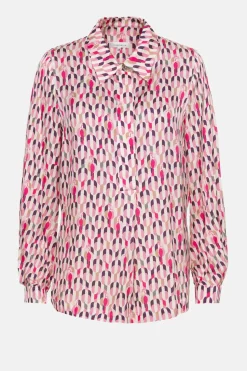Hot Blouse Met Lange Mouwen En Paarse Print Dames Blouses