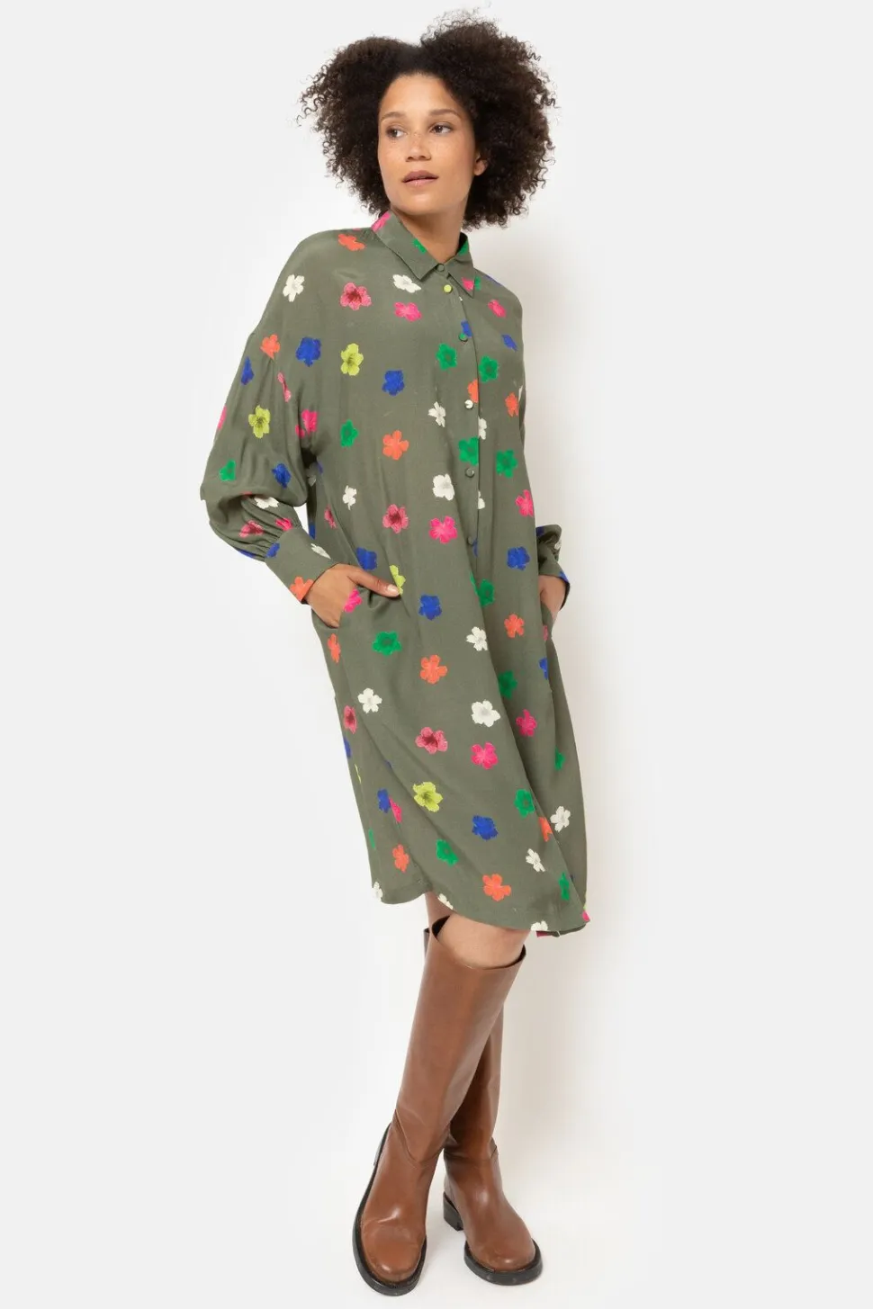 Outlet Blousejurk Met Multicolor Bloemenprint Dames Jurken