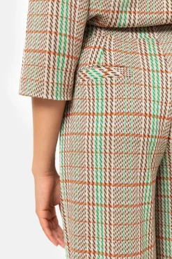 Cheap Bruin En Groen Geruite Loose Fit Broek Dames Broeken & Jeans