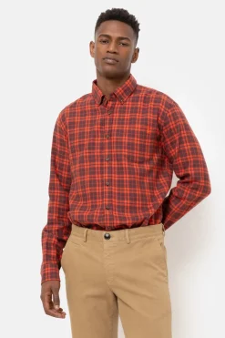 Fashion Bruin Geruit Regular Fit Mannenhemd Heren Hemden
