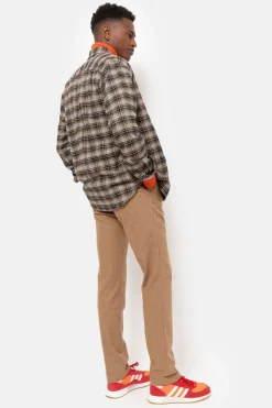 Store Bruin Geruit Regular Fit Herenhemd, Lange Mouwen Heren Hemden
