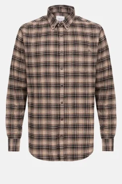 Store Bruin Geruit Regular Fit Herenhemd, Lange Mouwen Heren Hemden