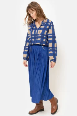 Sale Bruin Geruite Bloes Met Lange Mouwen Dames Blouses