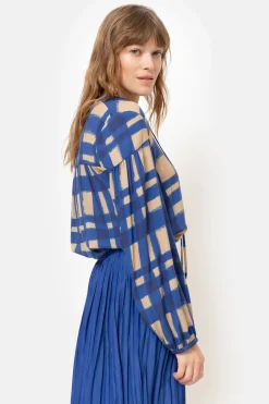 Sale Bruin Geruite Bloes Met Lange Mouwen Dames Blouses