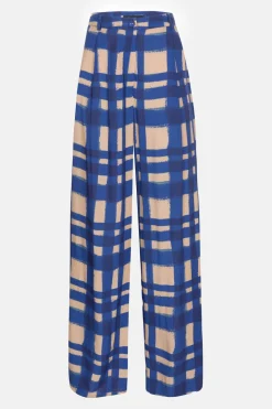 New Bruin Geruite Broek Met Wijde Broekspijpen Dames Broeken & Jeans