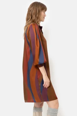 Cheap Bruin Gestreepte Jurk Met Lange Mouwen Dames Jurken