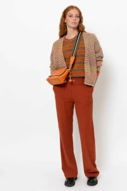 Outlet Bruine Broek Met Wijde, Rechte Fit Dames Broeken & Jeans