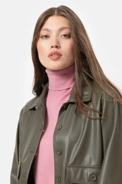 Sale Bruine Korte Faux Leather Jas Voor Dames Dames Jassen & Blazers