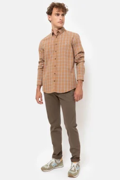 Flash Sale Camel Geruit Mannenhemd Met Regular Fit Heren Hemden