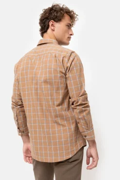 Flash Sale Camel Geruit Mannenhemd Met Regular Fit Heren Hemden