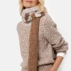 Best Sale Dames Sjaal Met Bruin-Beige Color Blocks Dames Accessoires