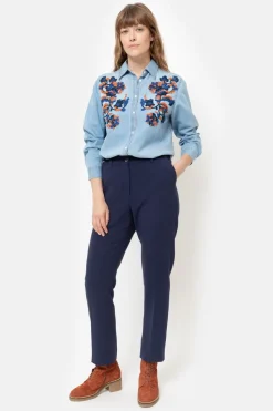 Hot Donker E 7/8 Broek Met Regular Fit En Vouw Dames Broeken & Jeans