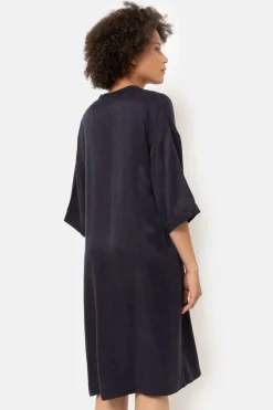 Best Sale Donker E Jurk Met V-Hals En 3/4 Mouwen Dames Jurken