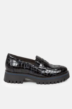 Best Donker E Loafers Met Glanzende Crocolook Dames Schoenen