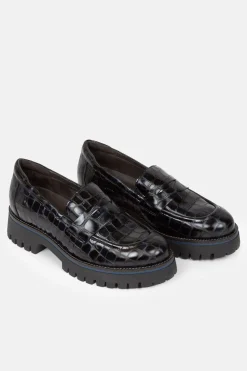 Best Donker E Loafers Met Glanzende Crocolook Dames Schoenen