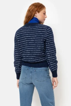 Clearance Donker E Teddy Damespull Met Witte Strepen Dames Truien & Cardigans
