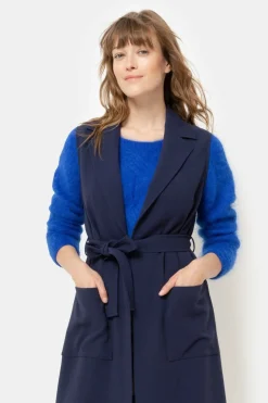 Online Donker Mouwloos Damesvest Met Col Revers Dames Jassen & Blazers
