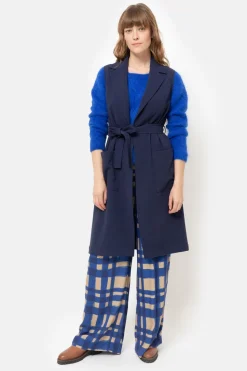 Online Donker Mouwloos Damesvest Met Col Revers Dames Jassen & Blazers