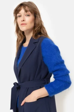 Online Donker Mouwloos Damesvest Met Col Revers Dames Jassen & Blazers